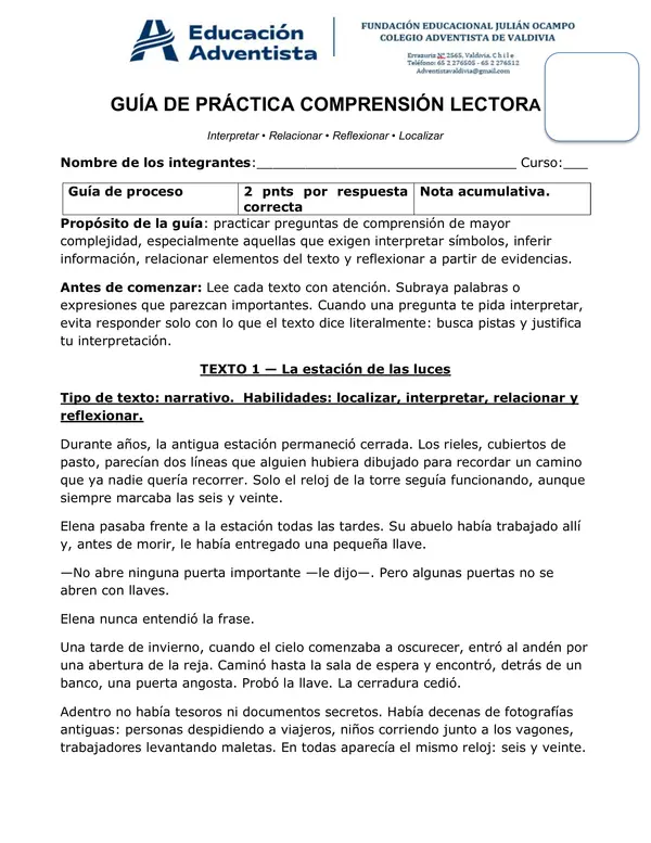 comprensión lectora 2°medio