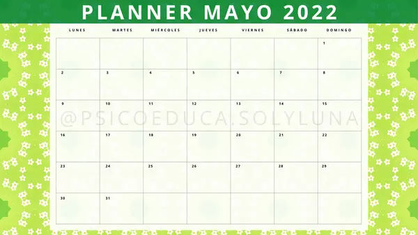 Planner Mensual Mayo