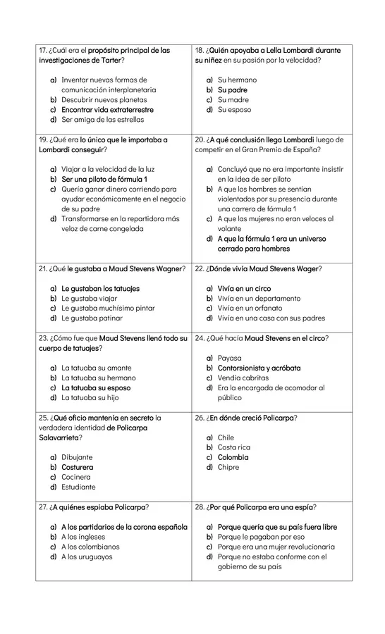 Evaluación libro "Cuentos de buenas noches para niñas rebeldes" - Elena Favilli y Francesca Cavallo