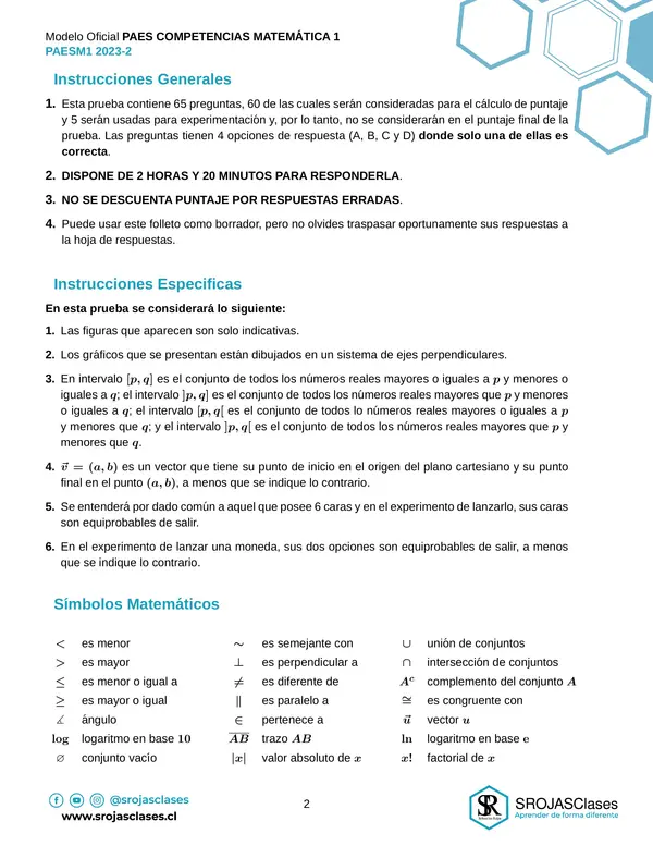PAES Regular Competencia Matemática 1 - Admisión 2023
