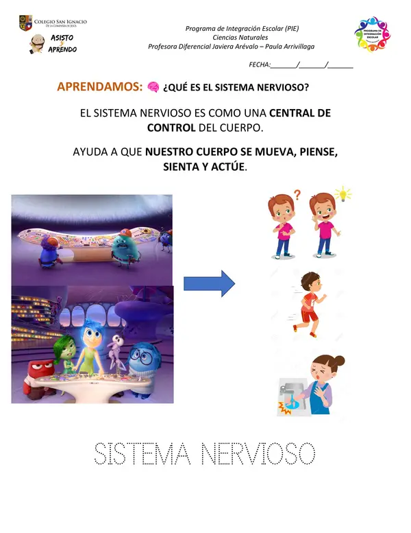 Cuadernillo de actividades: Sistema Nervioso NEEP 