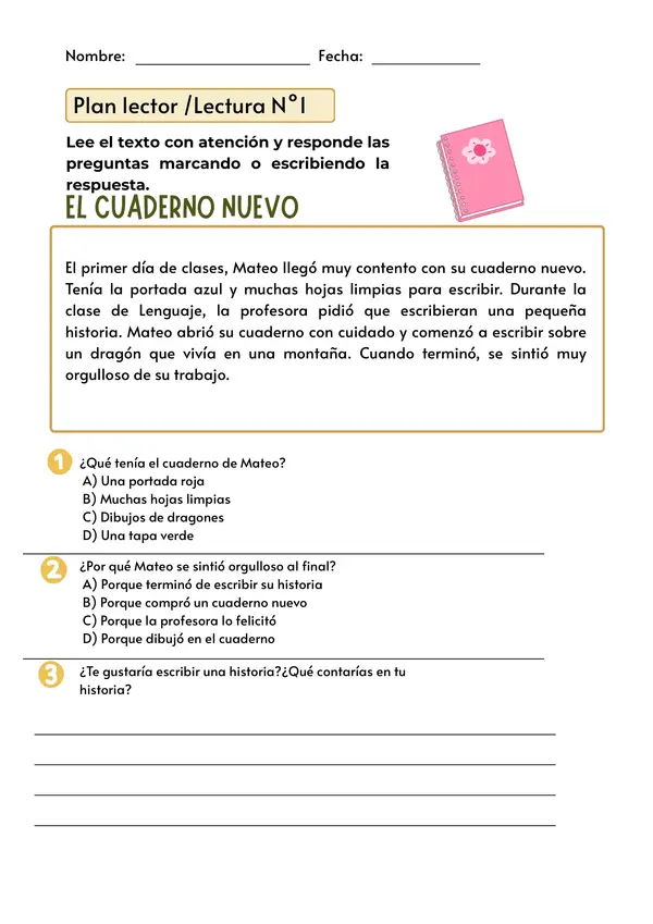Lecturas cortas con preguntas de comprensión lectora 