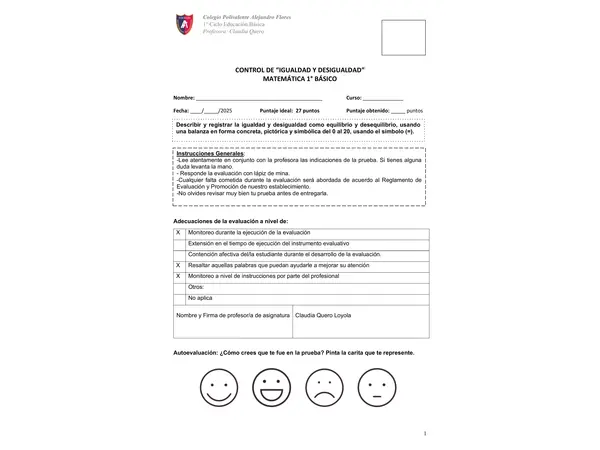 Evaluación igualdad y desigualdad 