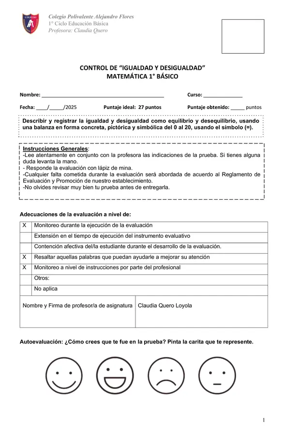 Evaluación igualdad y desigualdad 