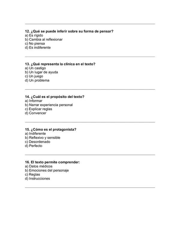 Prueba del libro "Papelucho en la clínica" (Marcela Paz)