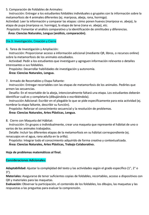 UNIDAD DIDÁCTICA METAMORFOSIS