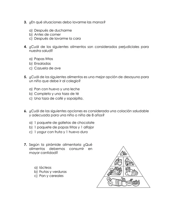 Evaluación Ciencias "alimentación y uso de los recursos"