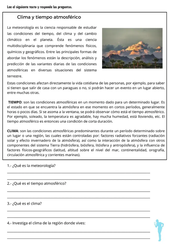 Tiempo Atmosférico Ciencias Naturales Ficha 1