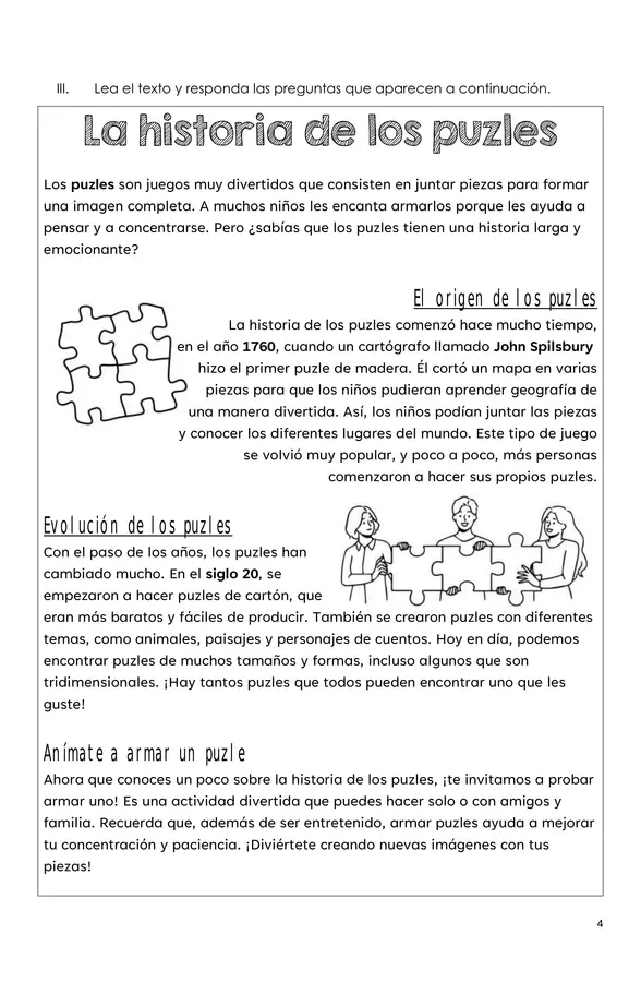 Evaluación Comprensión de lectura