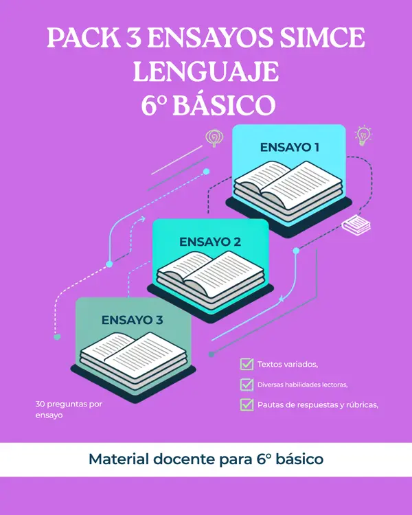Pack de 3 ensayos SIMCE 6° básico Lenguaje y Comunicación