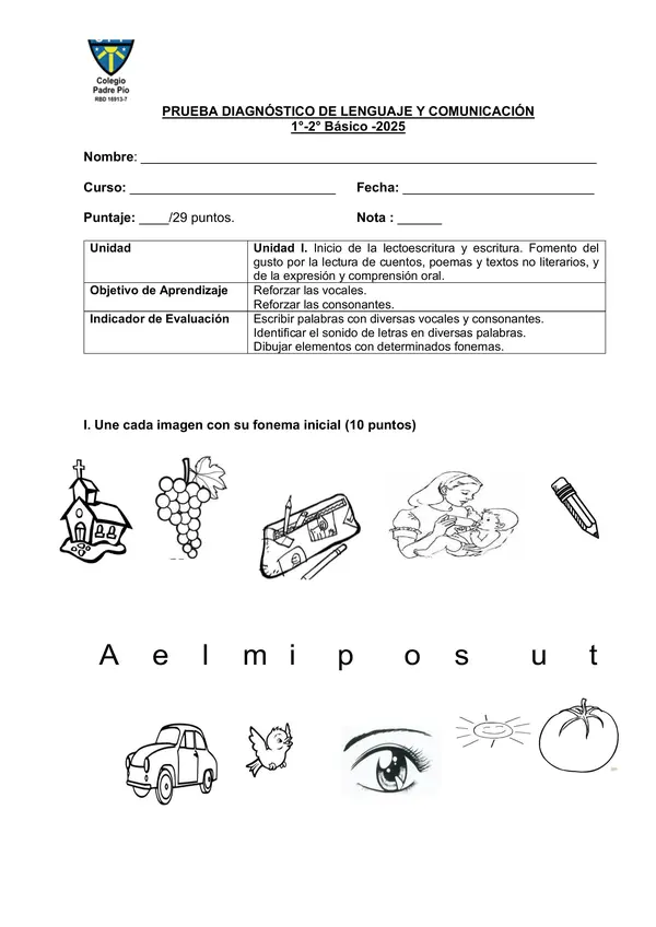 evaluacion diagnostica lenguaje 