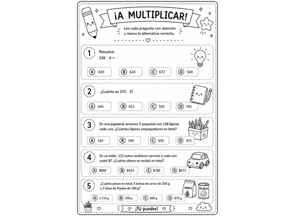 📚 Guía de Reforzamiento Matemático: Multiplicaciones y Problemas Aplicados