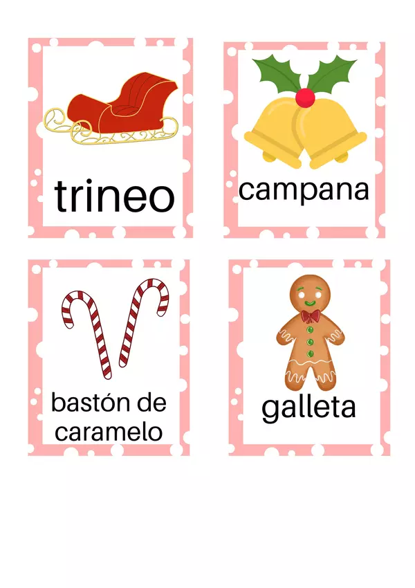 Tarjetas Bilingües: Vocabulario Festivo en Inglés y Español para una Navidad Educativa 