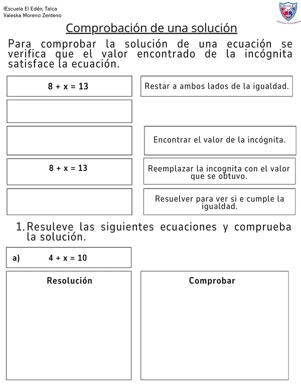 Comprobar resolución de una ecuación 