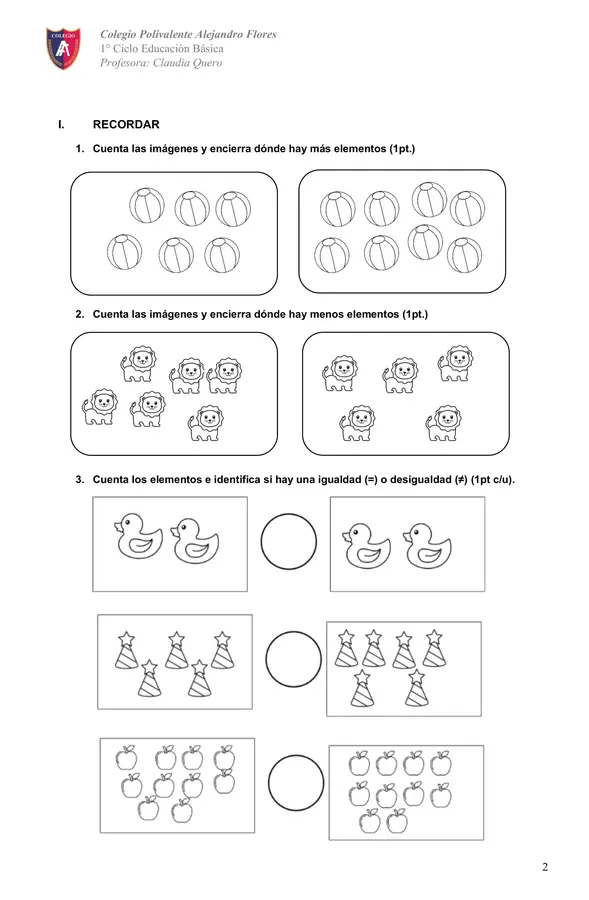 Evaluación igualdad y desigualdad 