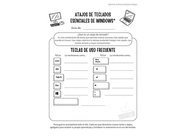 ATAJOS ESENCIALES DE WINDOWS. Guía para autocompletar.