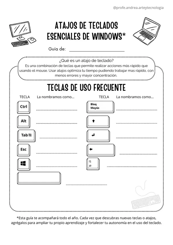 ATAJOS ESENCIALES DE WINDOWS. Guía para autocompletar.