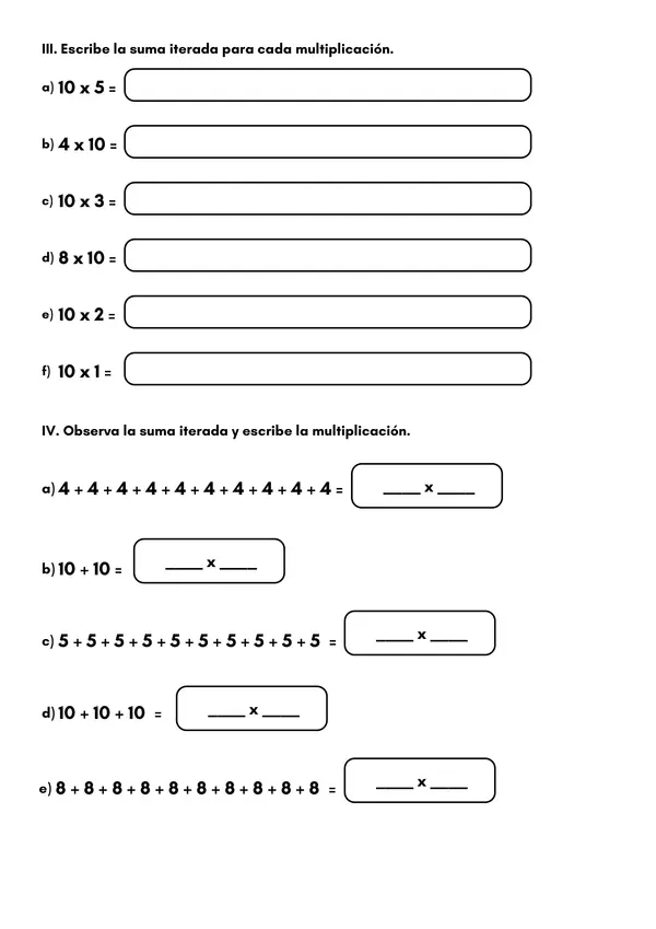 TABLA DEL 10: MULTIPLICACIÓN