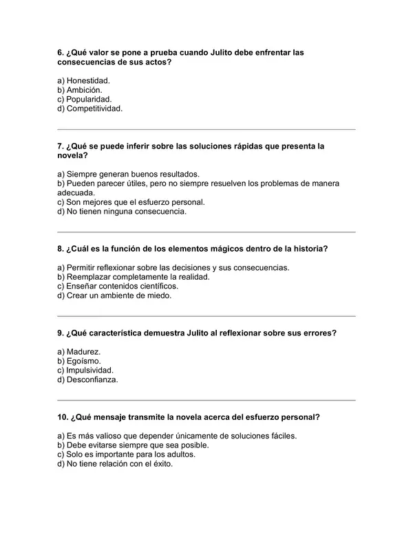 Prueba del libro "Julito Cabello y las salchipapas mágicas" (Esteban Cabezas) 5° básico