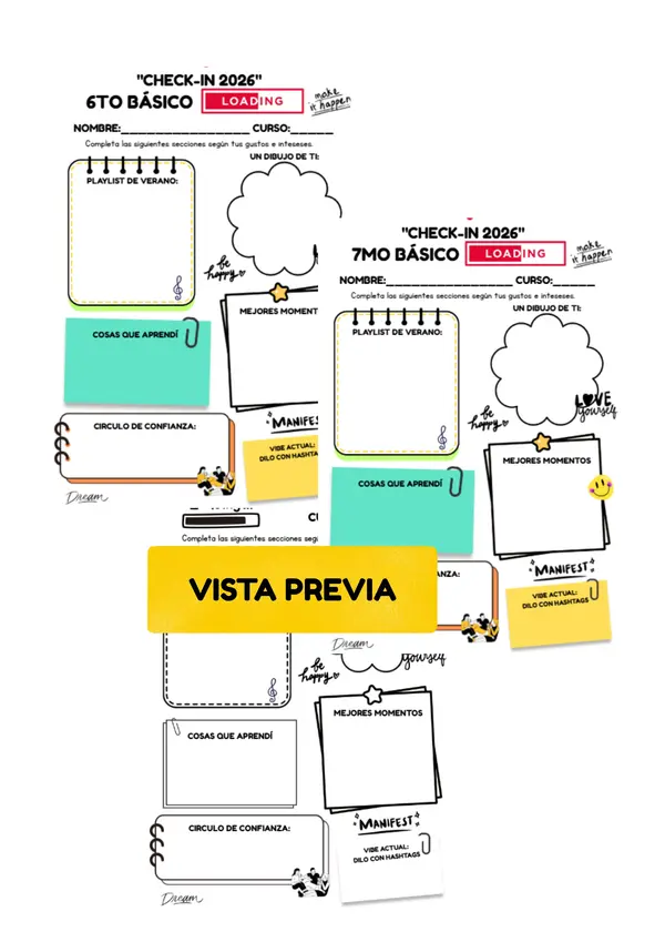 Ficha "Check-In 2026": Especial para 2do Ciclo (5° a 8° Básico)