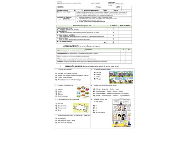 Prueba Cómic 5 y 6 básico