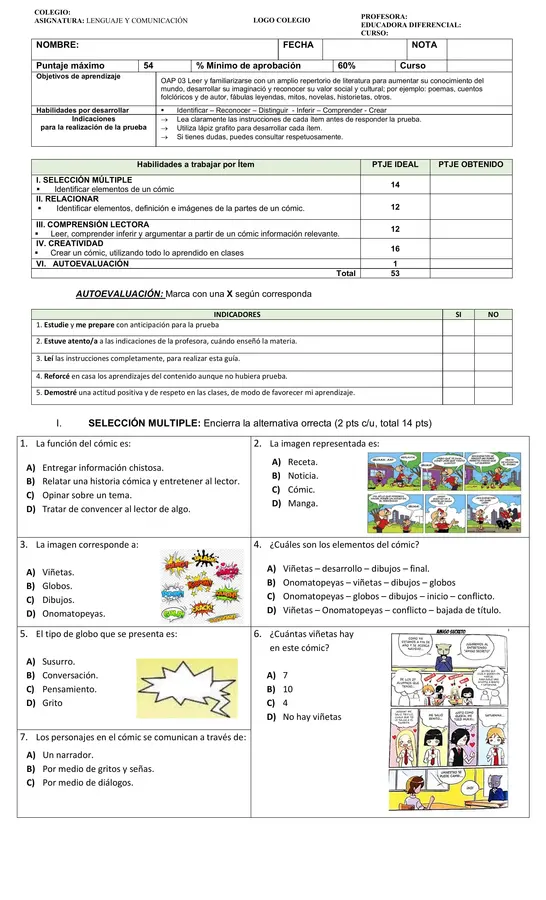 Prueba Cómic 5 y 6 básico