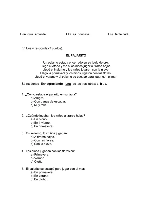 prueba diagnostico segundo basico lenguaje con solucion 