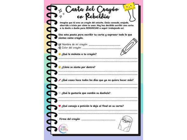 Carta crayón - "El día que los crayones renunciaron"