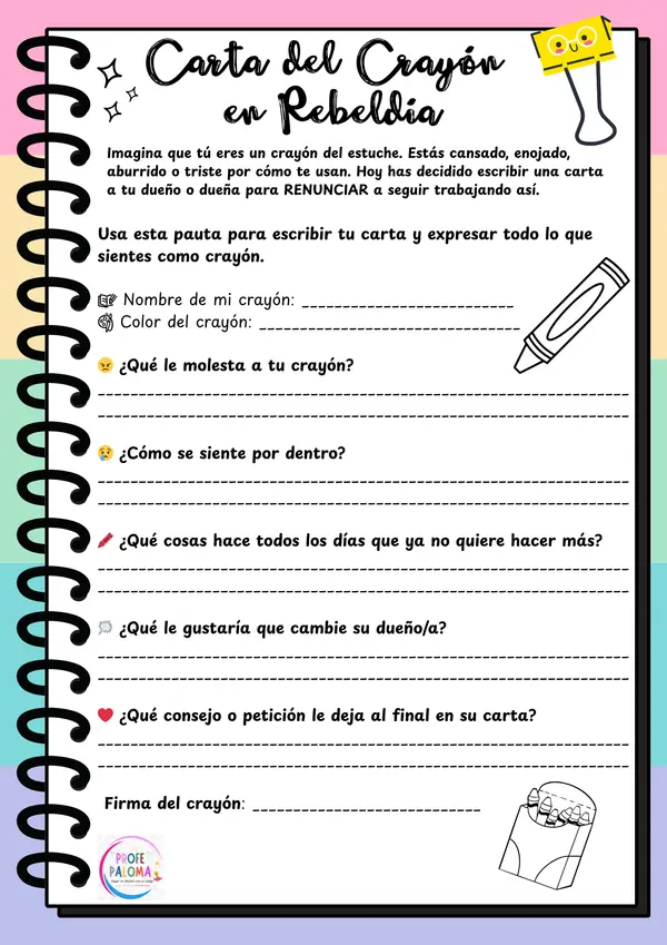 Carta crayón - "El día que los crayones renunciaron"