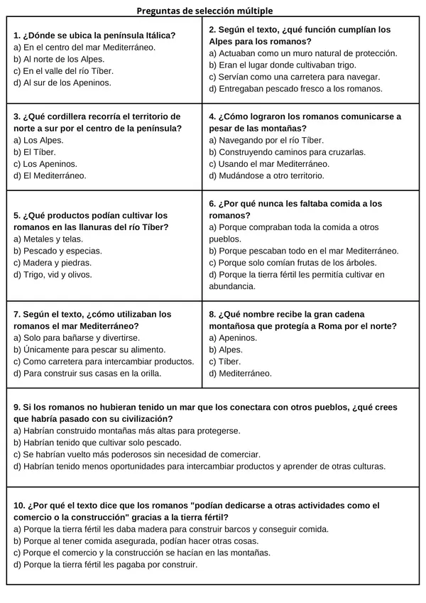 Texto Informativo: Los romanos