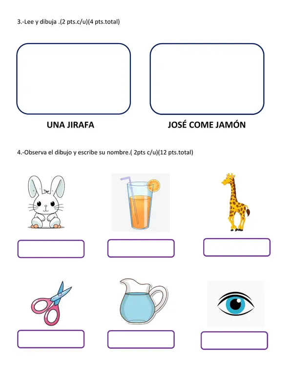 EVALUACIÓN  LETRA J 