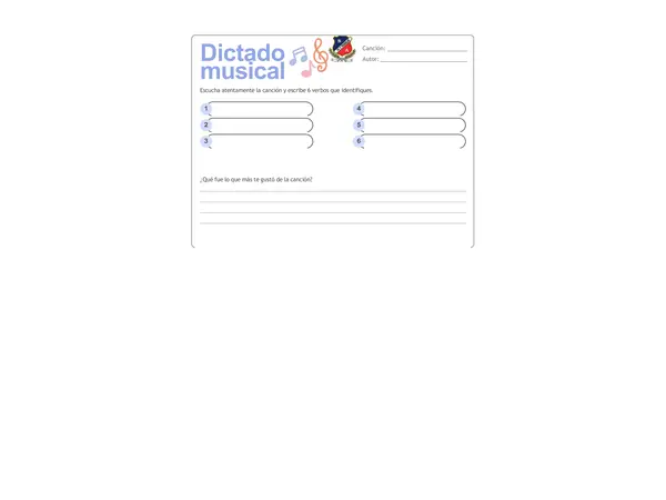Dictado musical verbos