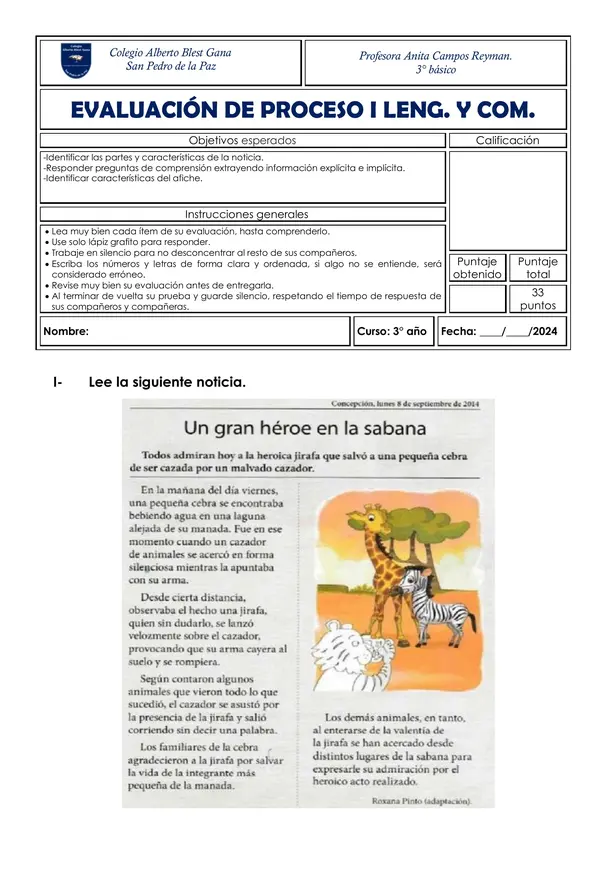 prueba de proceso la noticia y el afiche 