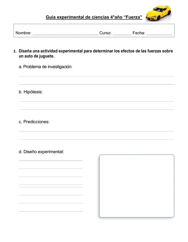 Guía experimental de ciencias 4° año "Fuerza".