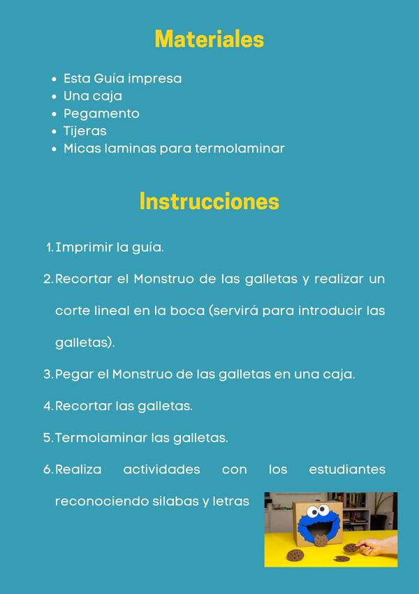 Monstruo de las Galletas (Las sílabas y letras)