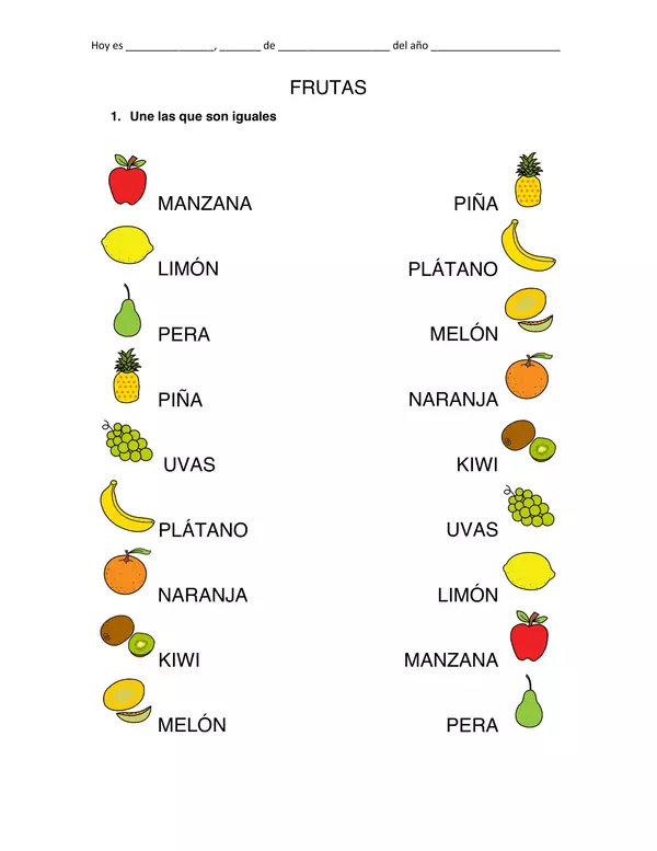 Lectura global - frutas con pictogramas