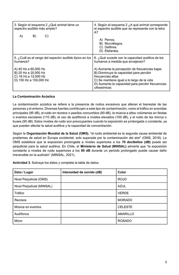 Guía Evaluada: El Oído y la Contaminación Acústica