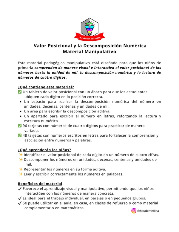 Tablero de Valor Posicional - Números hasta el 10.000
