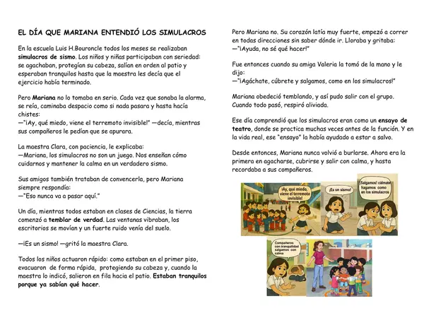 Lectura  de  EL DÍA QUE MARIANA ENTENDIÓ LOS SIMULACROS