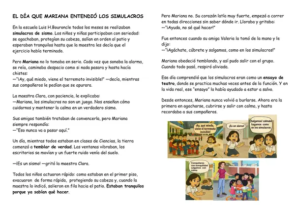 Lectura  de  EL DÍA QUE MARIANA ENTENDIÓ LOS SIMULACROS