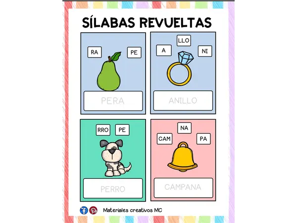 FICHAS DE SÍLABAS REVUELTAS