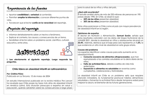 Guía de trabajo - El reportaje