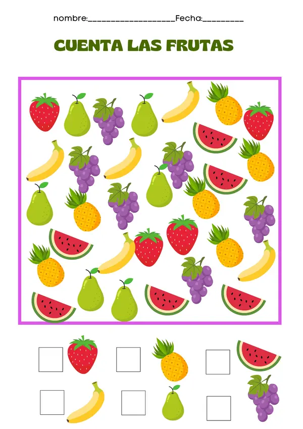 Guía contando las frutas pre-básica