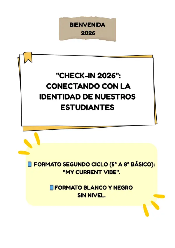 Ficha "Check-In 2026": Especial para 2do Ciclo (5° a 8° Básico)
