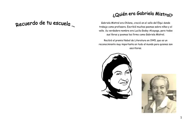 Apegado a mí. Gabriela Mistral, libro con actividades y para colorear