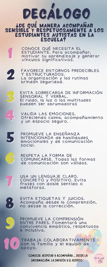 Decálogo para acompañar a estudiantes autistas en la escuela