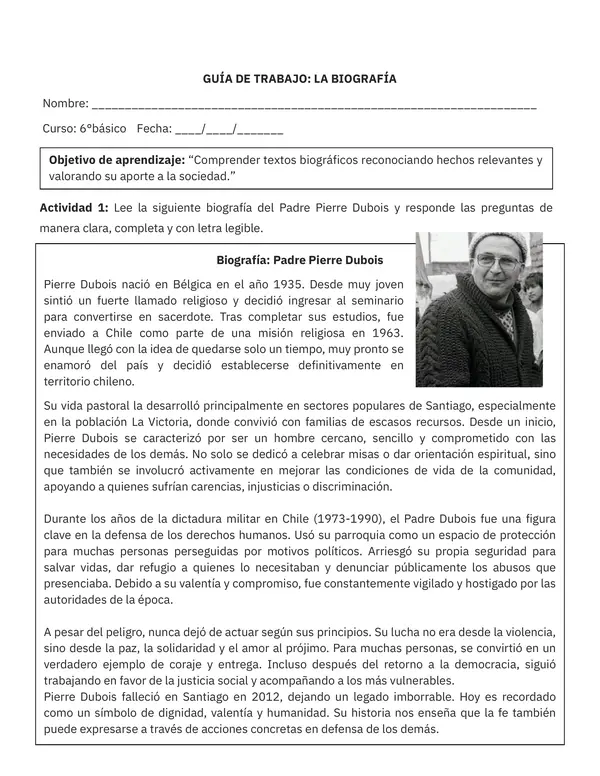 Biografía - Padre Pierre Dubois