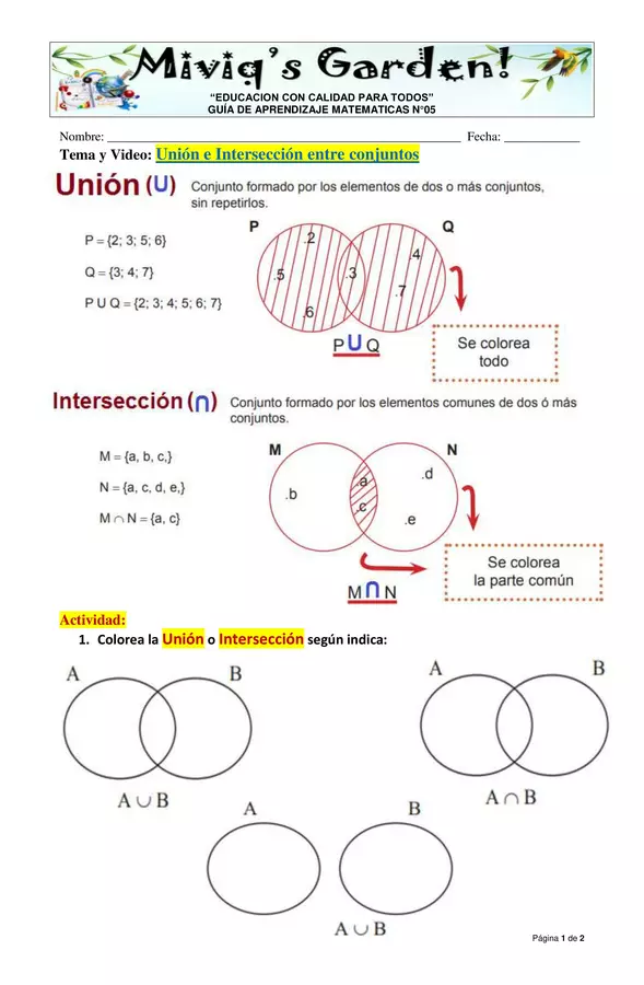 Unión e intersección (5°)