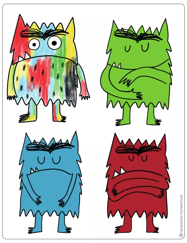 Marionetas Para Imprimir de "El Monstruo de Colores" 
