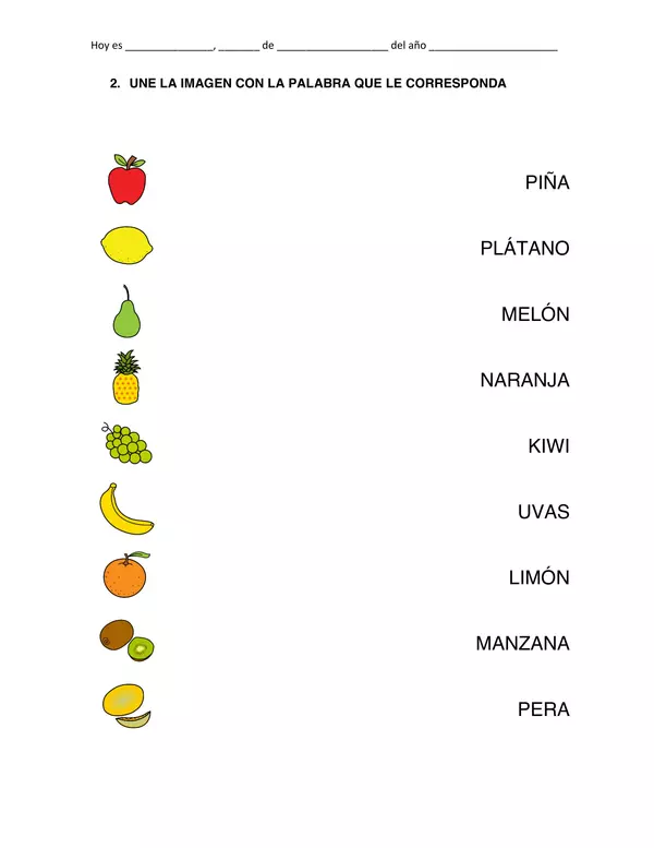 Lectura global - frutas con pictogramas
